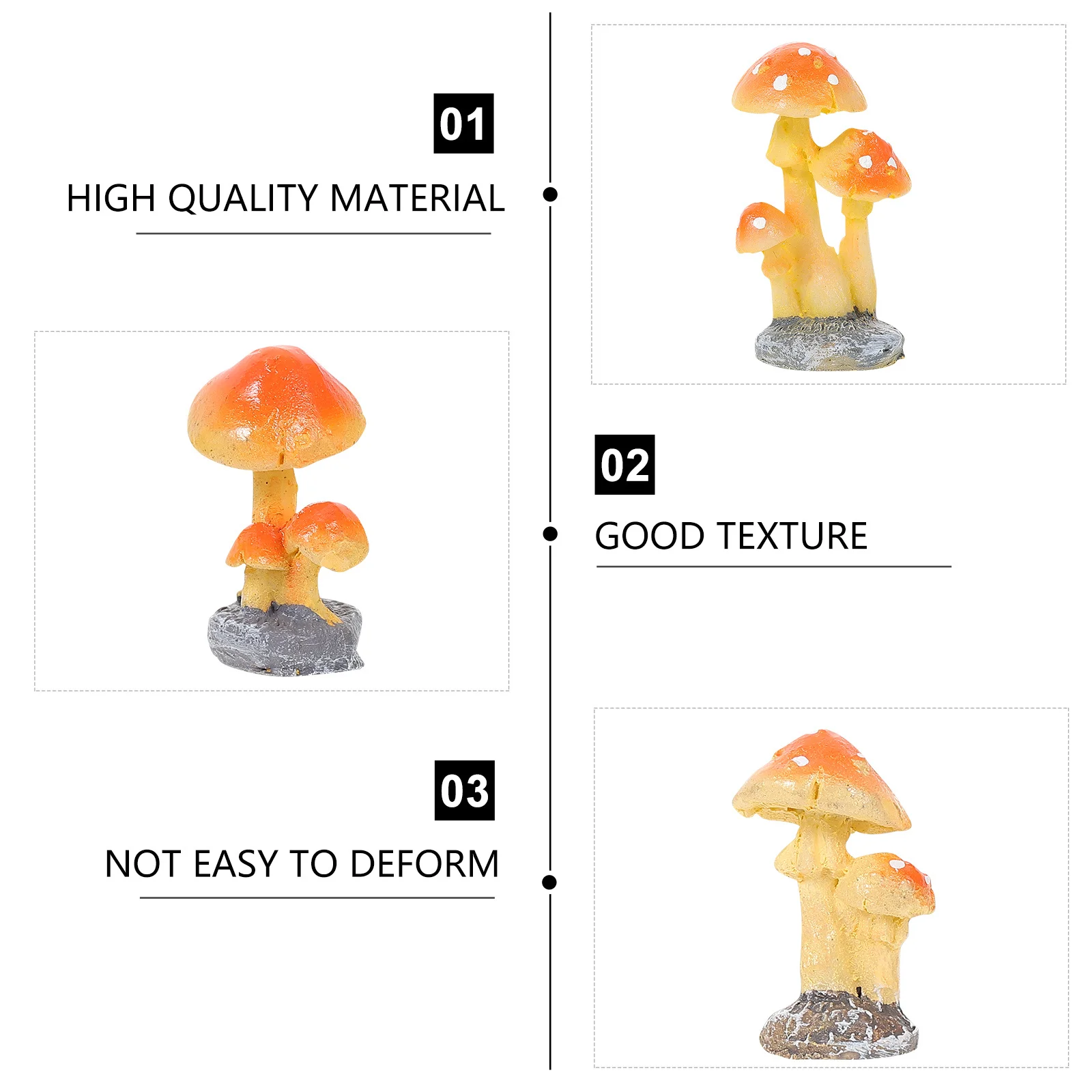 

3Pcs Resin Mushroom Garden Decoration Miniature Micro Landscape Ornaments Chic Adornment DIY Craft Resin Mushroom