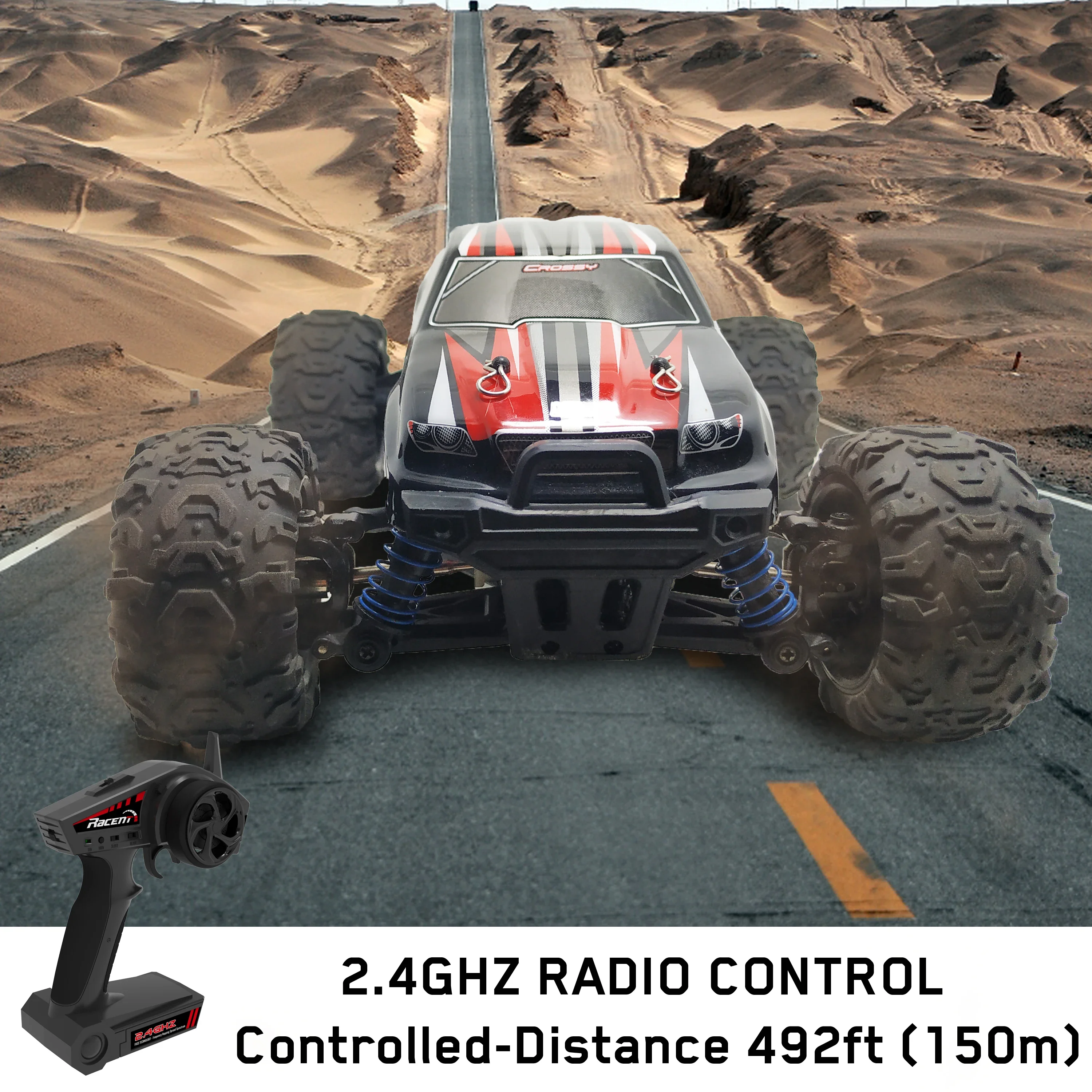

zz Monster truck 1/18 RC Remote Control Vehicle Fast Speed at 40KM/H Water-splash-proof Structure