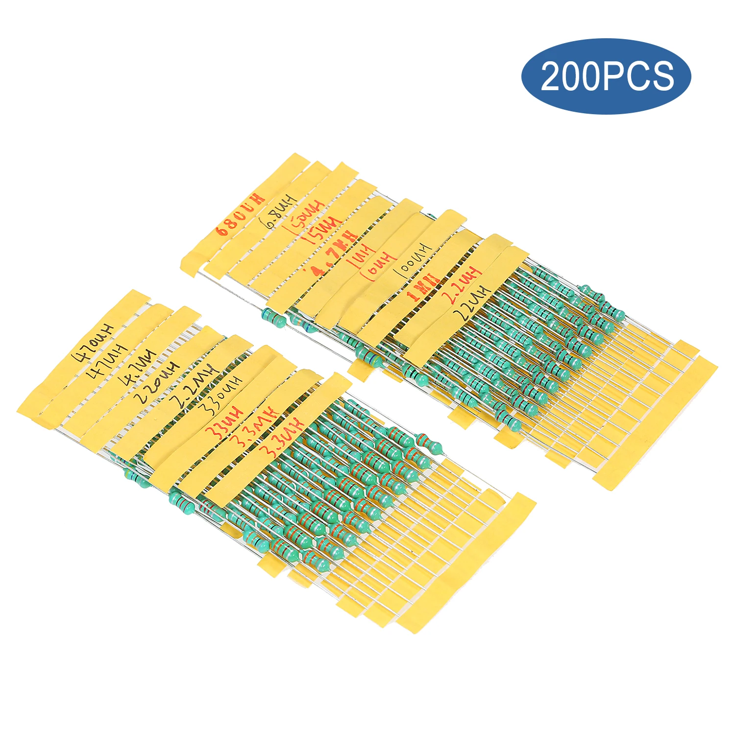 200Pcs φ0510 DIP Chromatic Ring Inductor Assortment Kit Set Tolerance ±10% Power 1W 20 Electronic Material