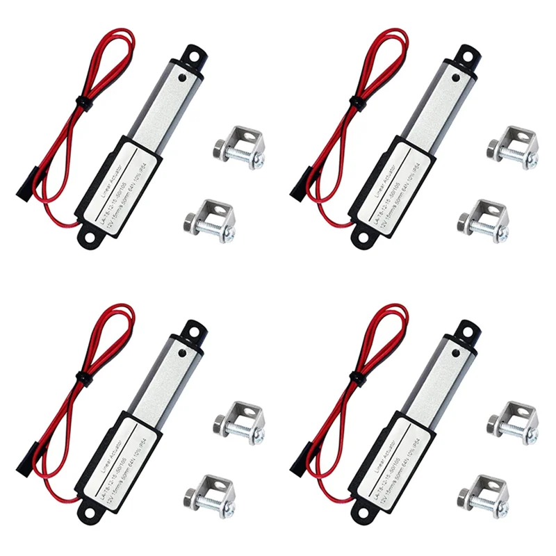 

4X Electric Mini Linear Actuator 2Inch Stroke, 64N/14.4Lb, Speed 0.6Inch/S Mini Waterproof Motion Actuator Small 12V DC-B09B
