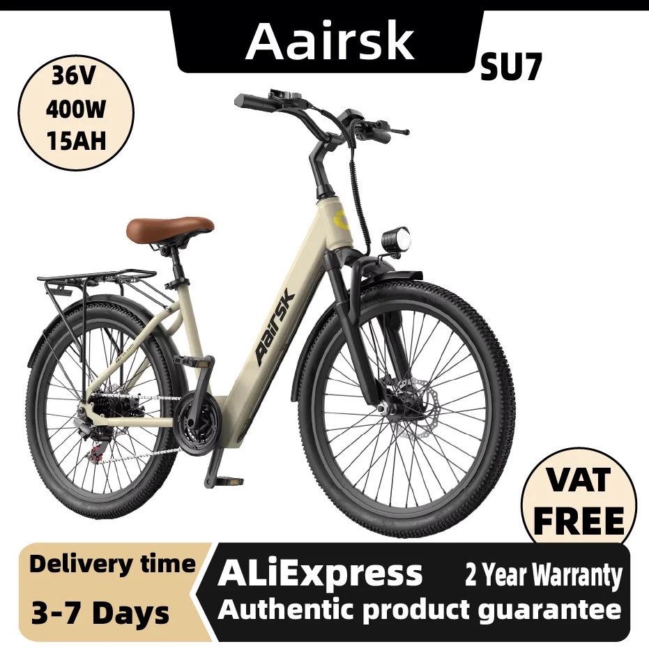 

Электровелосипед Aairsk SU7 с 24-дюймовыми шинами, женский, для взрослых, с двигателем 400 Вт, аккумулятор 36В 15Ач