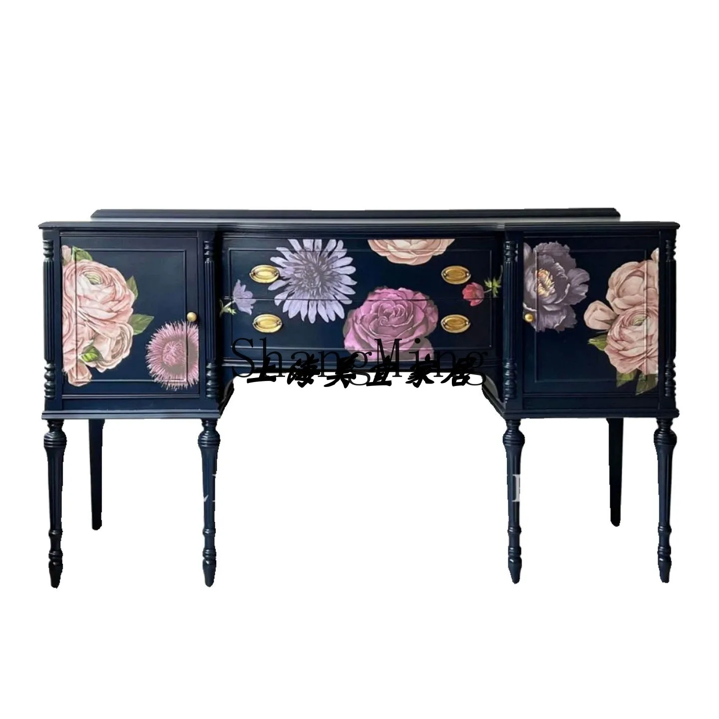 CL solid wood porch cabinet, integrated storage against the wall, cabinet, dresser, carved and painted dining side cabinet