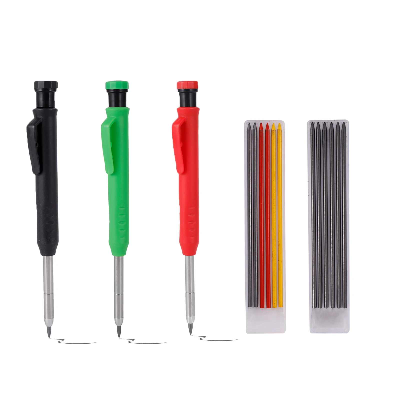 

Carpenter Pencils 2.8mm Refills Long Nosed Deep Hole Tip Welding Mechanical Marker Built in Sharpener for Woodworking Drafting
