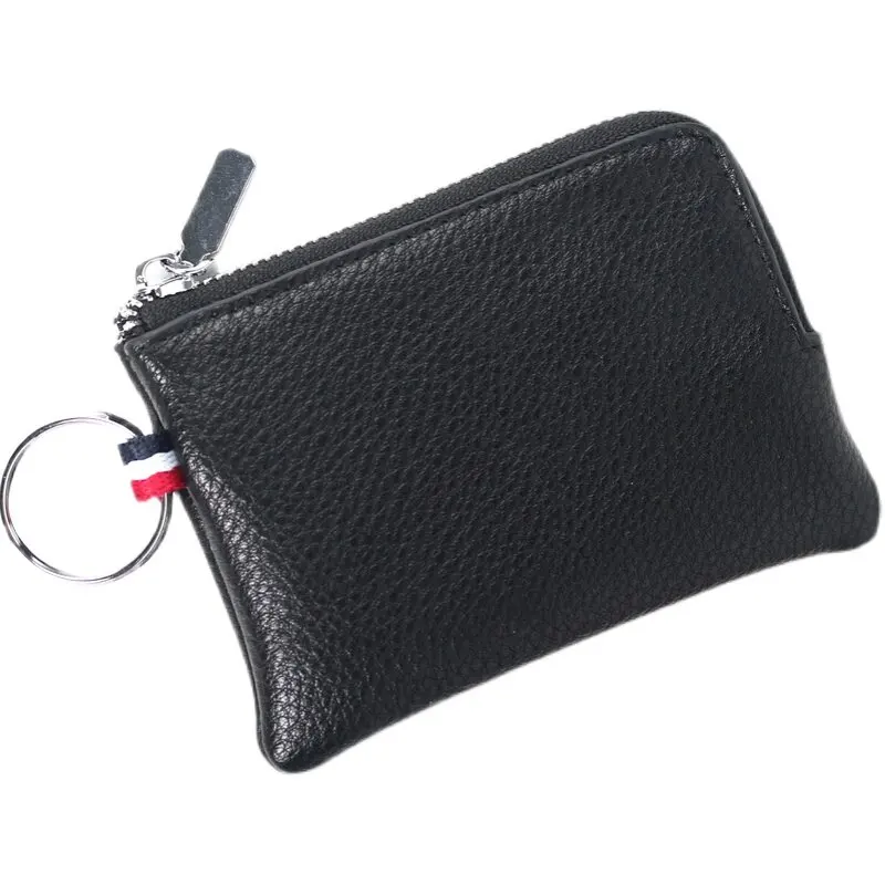 

Mini Wallets Soft Cowhide Zipper Coin Key Bag Card Holder Ultra Thin Pocket Pouches for Men and Women