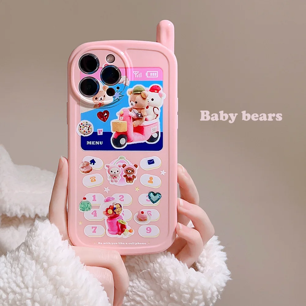 カワイイ-オートバイの人形の電話ケース,かわいいレトロピンクの漫画のケース,iPhone 16,15,14,13,12,11 pro max,15 plus