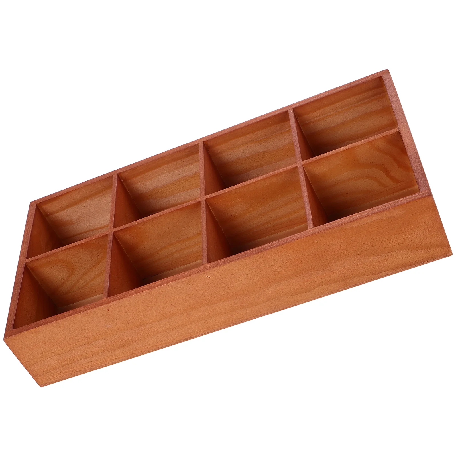 

Wooden Grid Organizer Box Multifunctional Desktop Storage Tray Round Wood Tea Bag Holder Divided Snack Tray Home Decor
