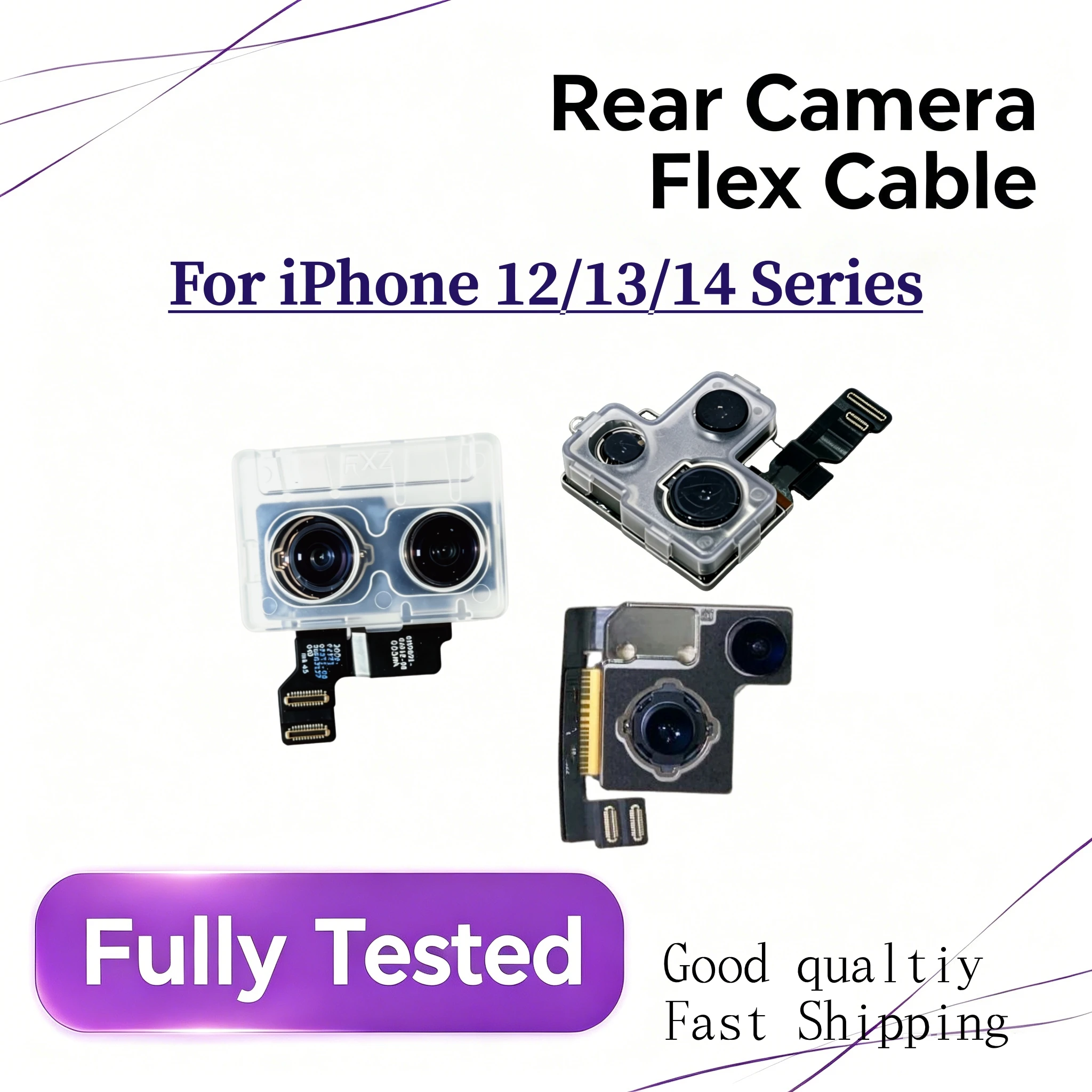 Good Working Rear Back Camera Assembly With Main Lens Flex Cable for iPhone 12 13 14 Pro Max Plus Mini Replacement Repair Part