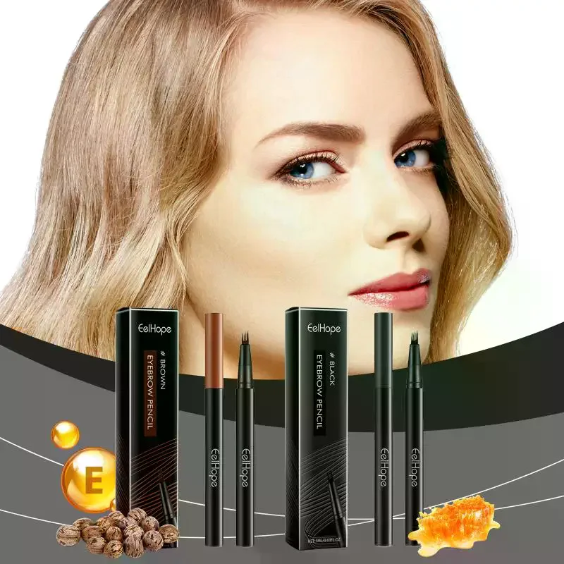Lápiz de Cejas de Cuatro Puntas, Resistente al Agua, de Larga Duración, Anti-Manchas, Lápiz de Cejas para Dar Forma Natural, Producto Cosmético