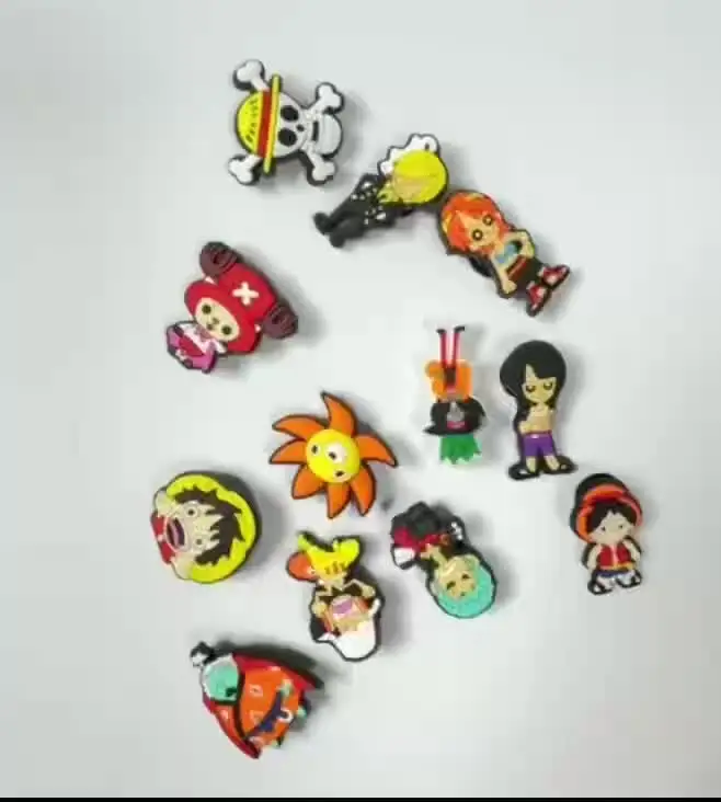 12pcs One piece Cartoon PVC Shoe Charms Sandal Accessories Anime Fantasy Adventure Shoe Buckle Decoration For Croc Kids gifts