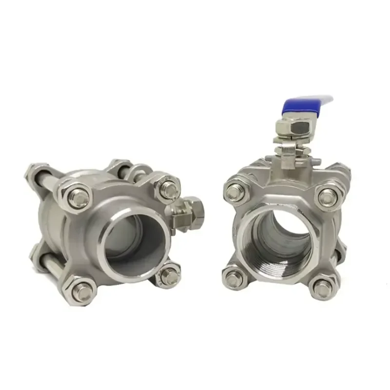 Manual Three Piece Ball Valve 2inch 1000WOG 3pc SS304 SS316 CF8 CF8M NPT BSP G Thread Stainless Steel Ball Valve