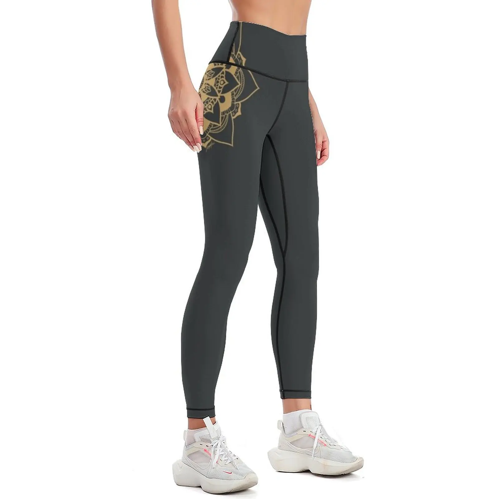 Mandala black gold Leggings leggins push up woman Tight fitting woman sports for push up Womens Leggings