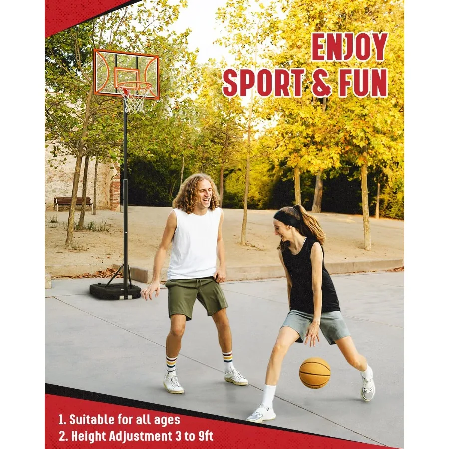 Баскетбольное кольцо с 32-дюймовым щитом, 39 футов, регулируемая высота, открытый бассейн, баскетбольные ворота, портативная баскетбольная площадка для дома