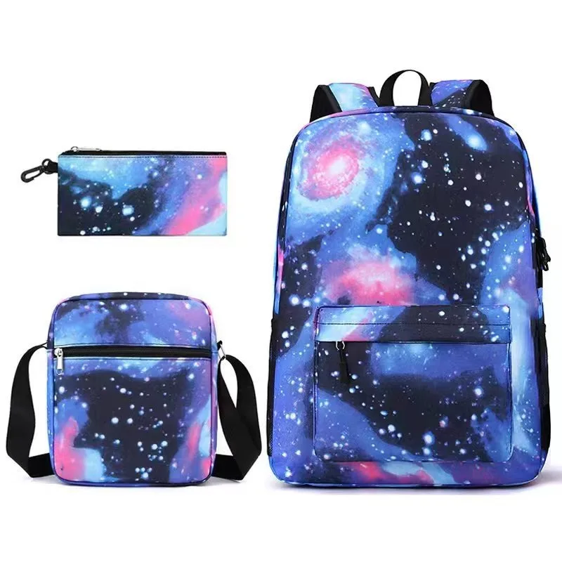 3pcs korean style backpack for men new simple middle school student school bag casual daily travel rucksack