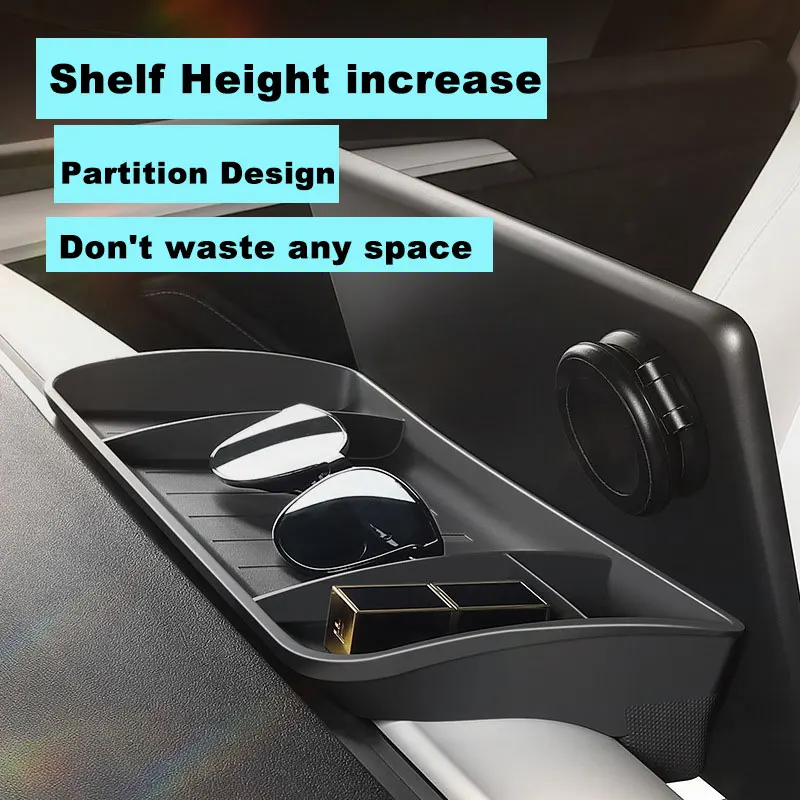 صينية تخزين مخفية من هلام السيليكا لطراز تسلا 3 Y 2017-2023 ترقية صندوق تخزين خلفي للشاشة صندوق مناديل