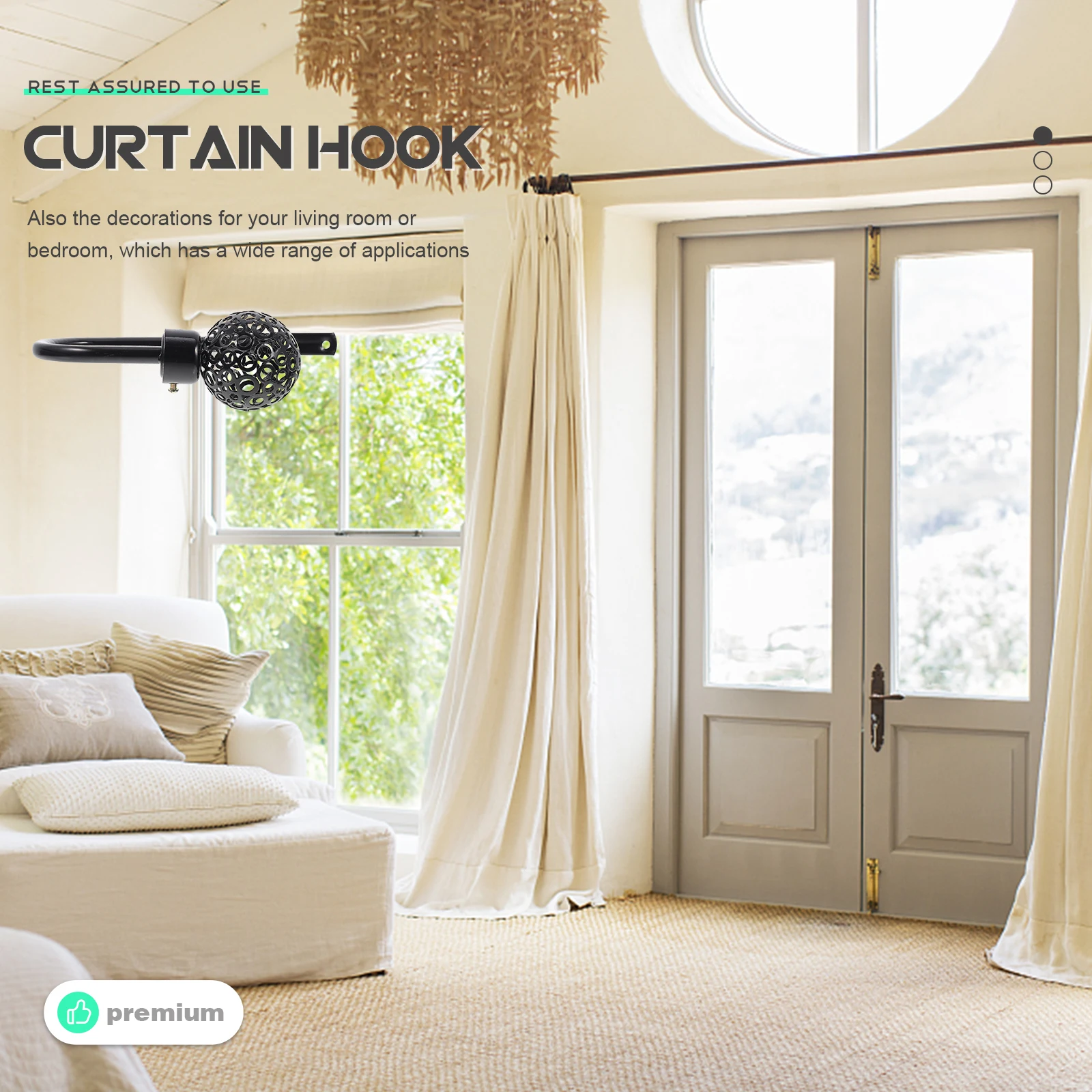 

Curtain Tieback Hooks Wall Mount Drapery Holders Decorative Iron U shaped Accessories Home Decor AntiRust