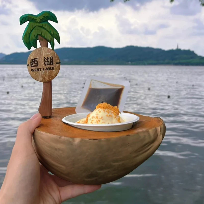 Southeast Asian style coconut bowlcoconut tree shaped bowl ice cream bowl pastoral style dessert bowl ice cream bowl custom logo