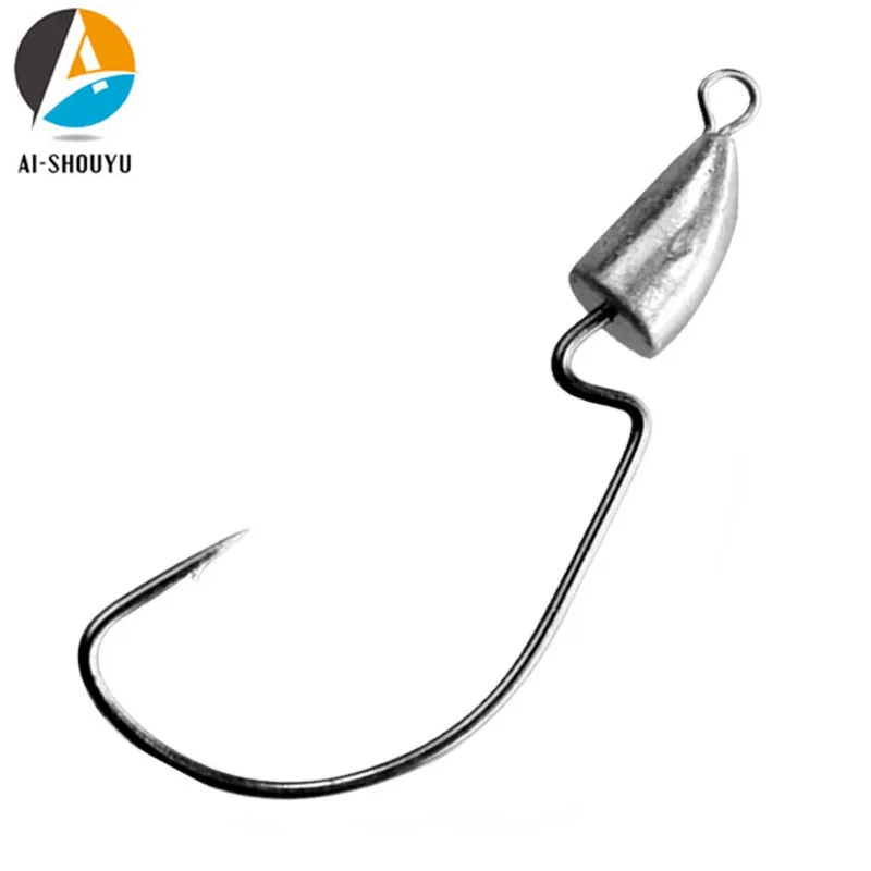 

AI-SHOUYU 10pcs Crank Fishing Hook Sets 5g 7g 10g 14g Lead Jig Head Fishhooks For Soft Worm Lure Fishing Accessories