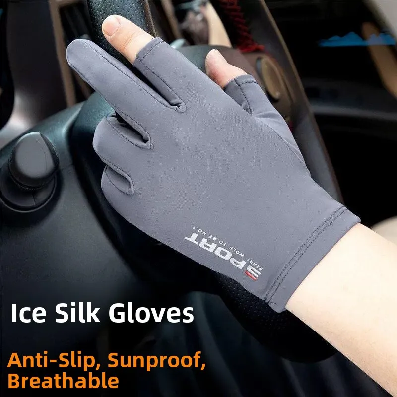 Sun Protection Ice Silk Thin Gloves Anti-Slip for Cycling And Fishing in Summer Half Finger Gloves for Men And Women
