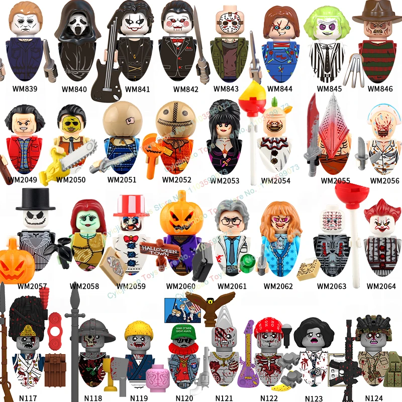 WM6075 WM6101 WM6102 Horror Movie Action Figure Building Blocks Halloween Series Character Accessories Model Brick Toys For Kids