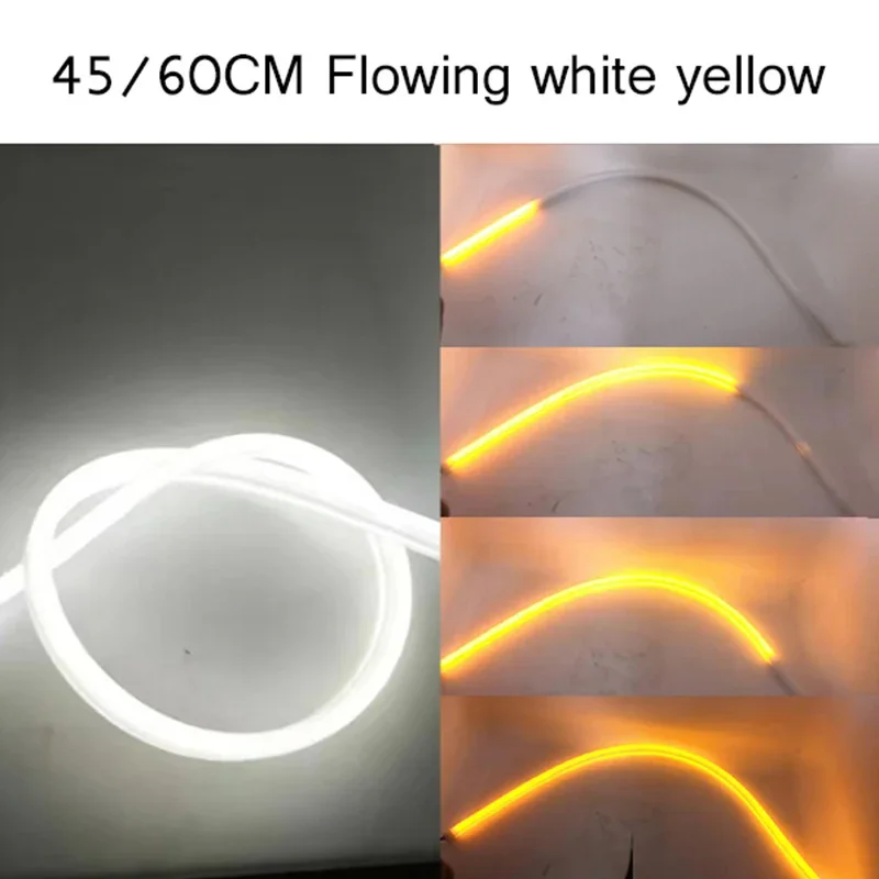 2 Pcs 30cm 45cm 60cm Vehicle DRL Flexible Tube Strip Led Car Daytime Running Lights Turn Signal Angel Eyes Car Styling