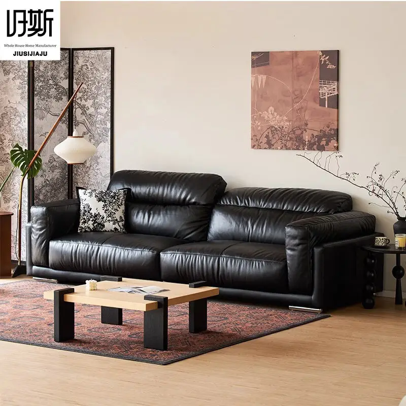 Modern Living Room Sectional Sofa With Comfort Cushions And Genuine Leather Upholstery For Family Seating And Home Lounge Use