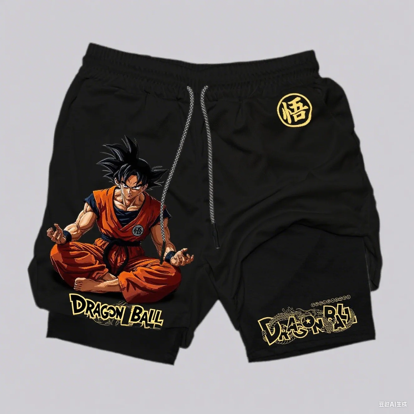 Dragon Ball Goku Anime Shorts de sport hommes Double couche 2-en-1 pantalons de sport nouvel été japonais dessin animé imprimé pantalons de plage Streetwear
