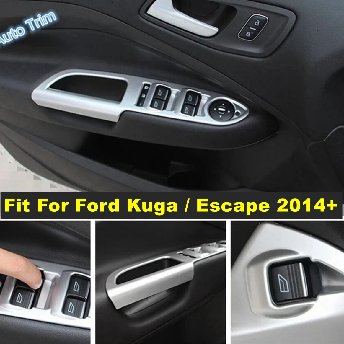 

ABS Car Inner Door Armrest Window Switch Control Panel Frame Cover Trim For Ford Kuga / Escape 2014 - 2019 Interior Accessories