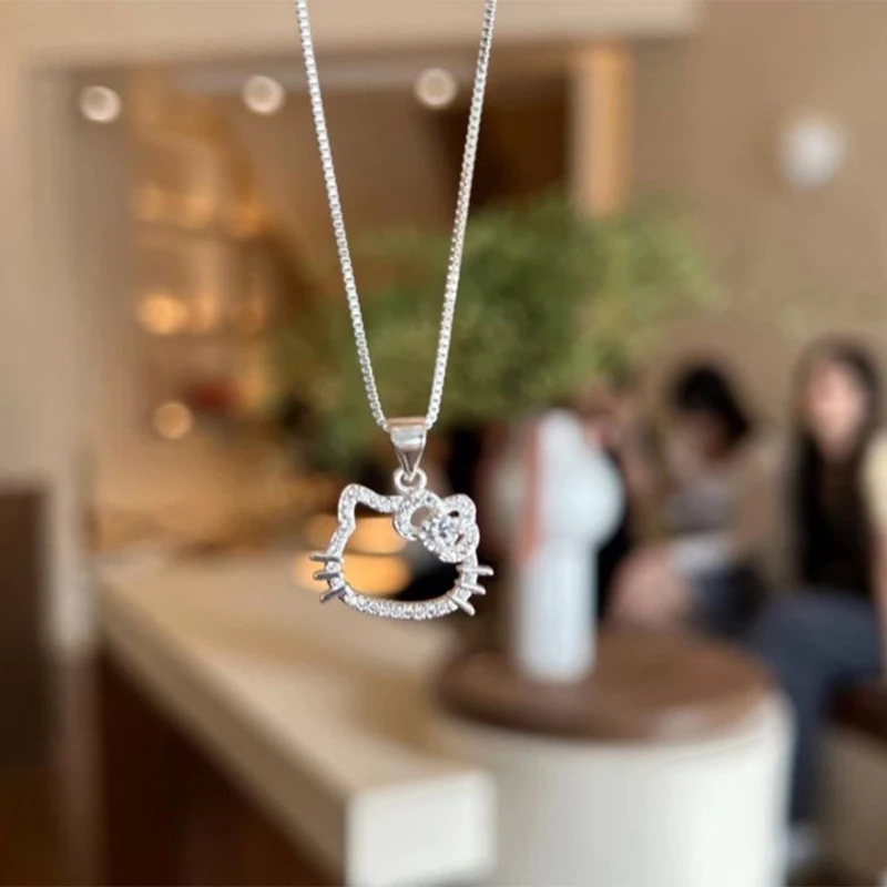 Hello Kitty Birthday Gift Kitty Necklace Female Sweet And Lovely Pendant Collarbone Chain For Girlfriends Walk Gift Hot Selling