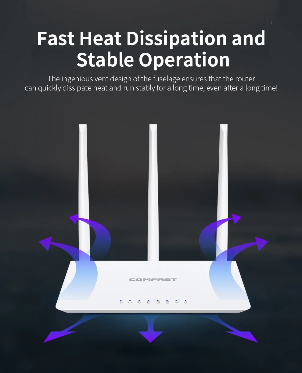 CF-WR613N-V1Stable 2.4GHz Wireless 4G Router, 300Mbps, 3x5dBi Antennas, WPA2 Protection, for Home/Small Business
