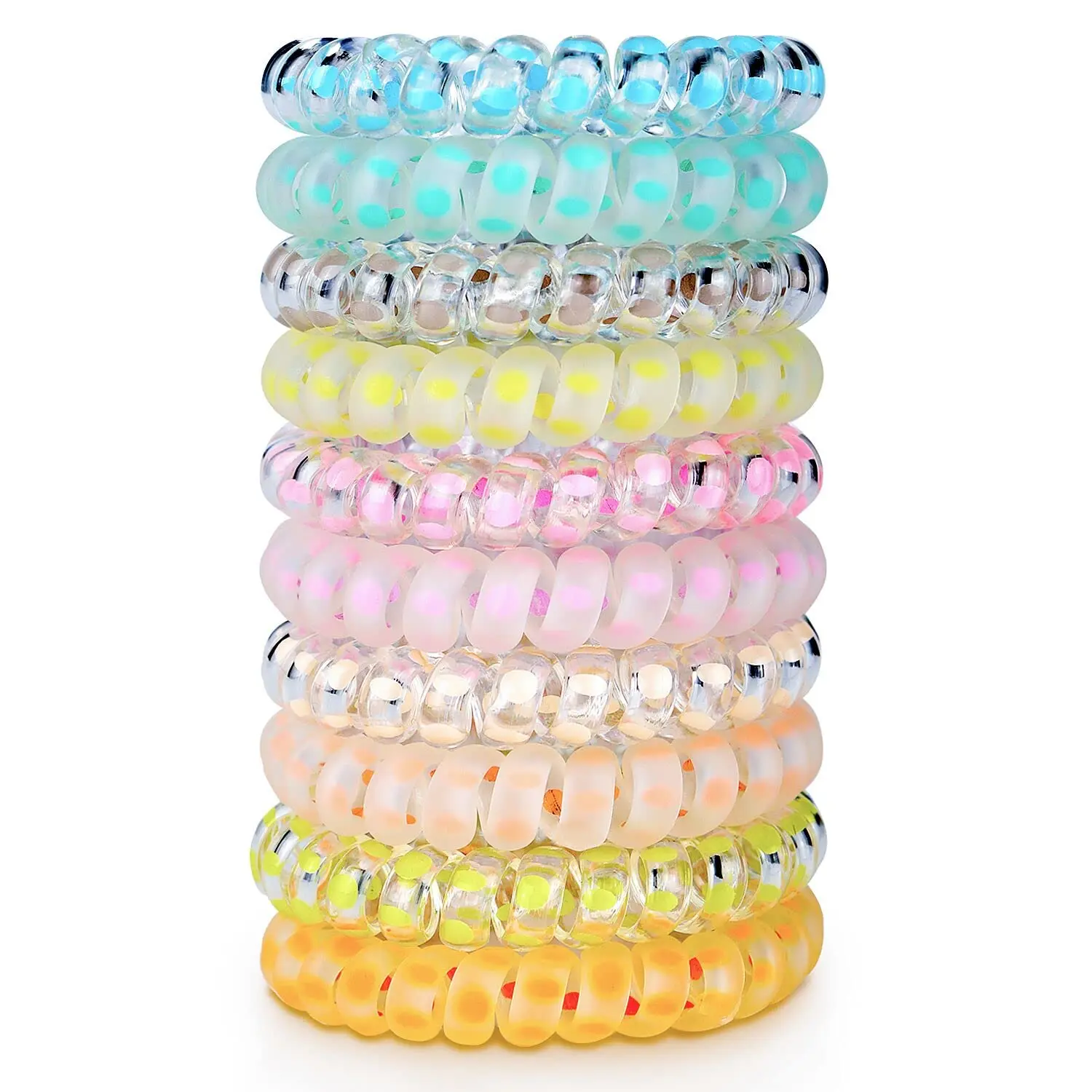 Spiral Hair Ties For Thick Hair, Coil Elastics Hair Ties, Multicolor Medium Spiral Hair Tie, No Crease Hair Coils - Detail 1