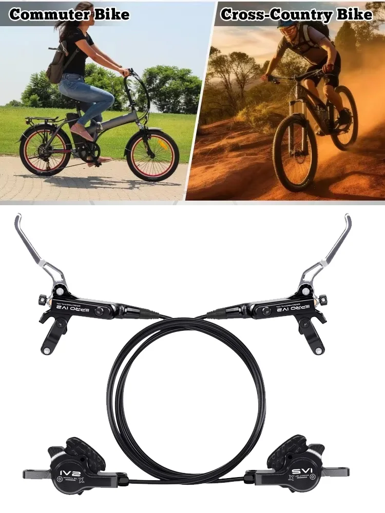 AliExpress NONE IIIPRO Ultralight Mountain Bike 4 Piston Hydraulic Disc Brake Set 850mm/1550mm CNC Oil Pressure High-quality Brake Handle