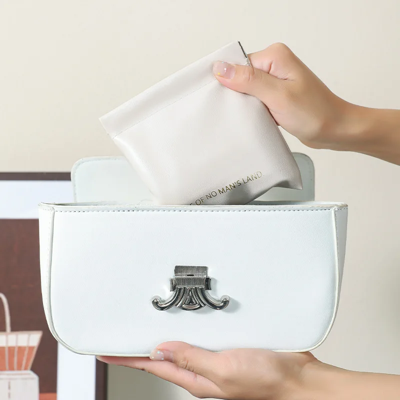 PU Leather Mini Cosmetic Bag Outgoing Portable Cosmetic Storage Bag Automatic Closure Shell Bag #3610