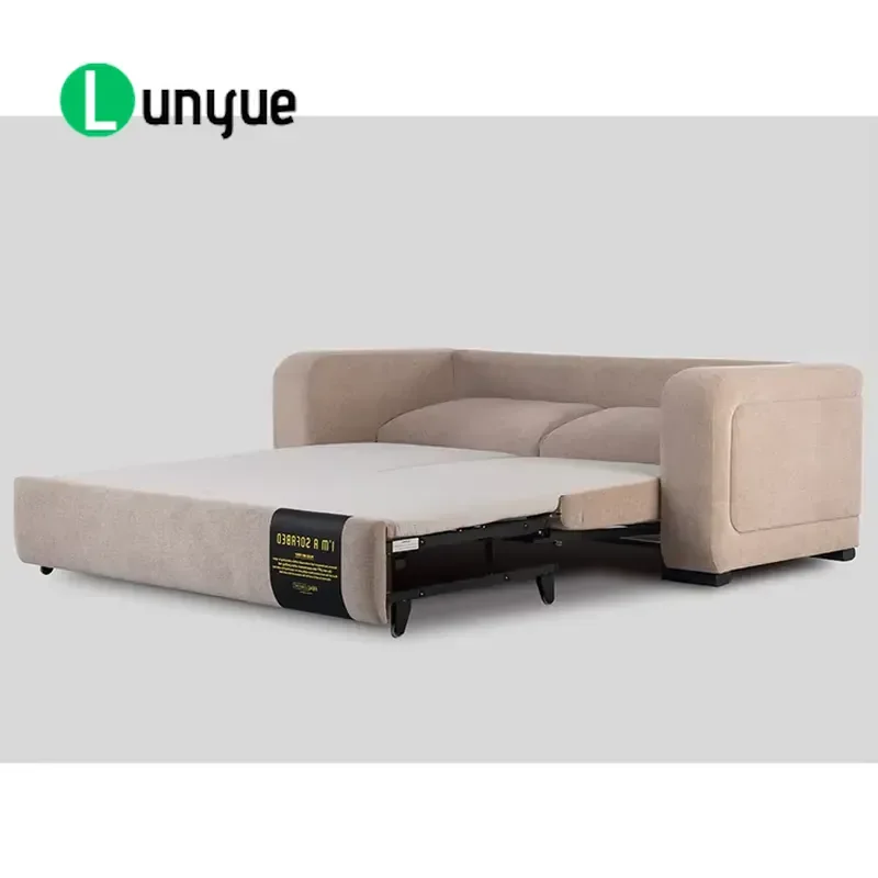 Compact Modular Sleeping Sofa Solid Wood Frame Fabric Folding Modern Minimalist Space Saving Convertible Living Room