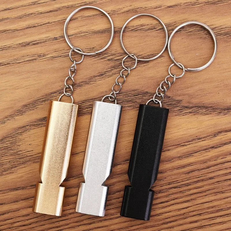 Pfeife Schiedsrichterpfeife Sound Horn Aluminiumlegierung Notfall lauter Ton für Outdoor-Rettung Schlüsselanhänger kompaktes Dual-Tube-Überleben