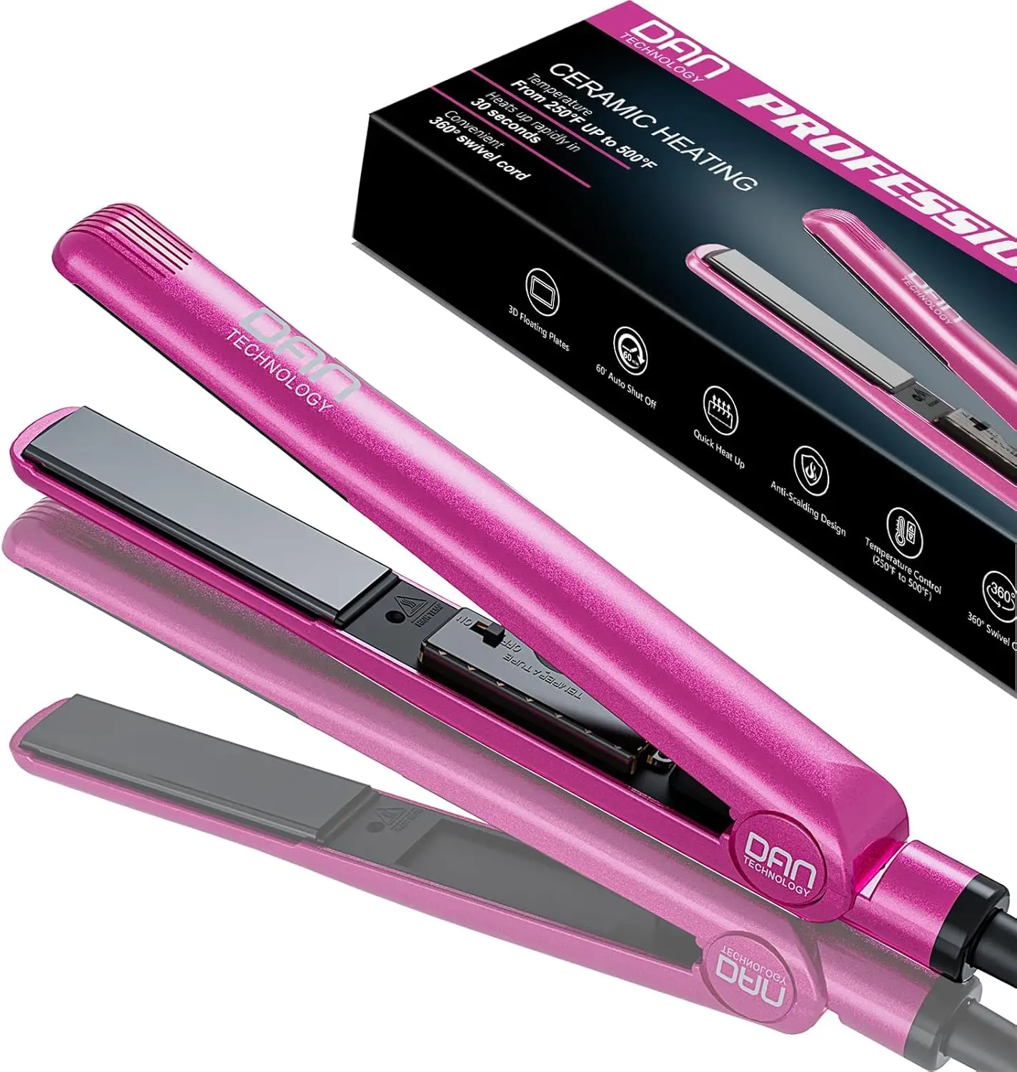 

2-in-1 1" Ceramic Flat Iron: Dual Voltage, Adjustable Temperature, Professional Straightener for Black Hair