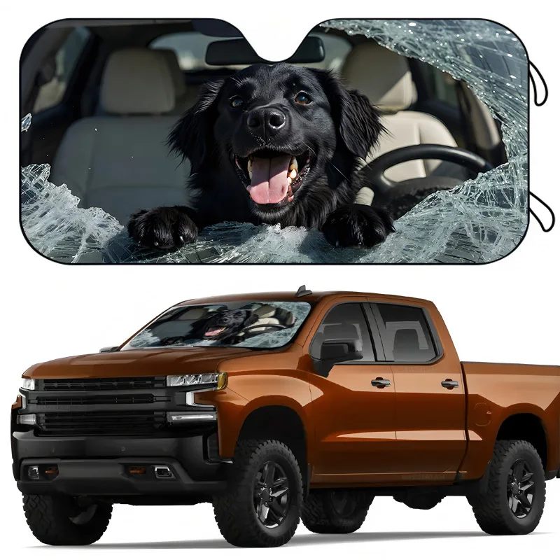 1Pcs Playful Dog Car Windshield Sun Shade, With 4 Free Suction Cups, Suitable For Rvs And Suvs, Easy Installation