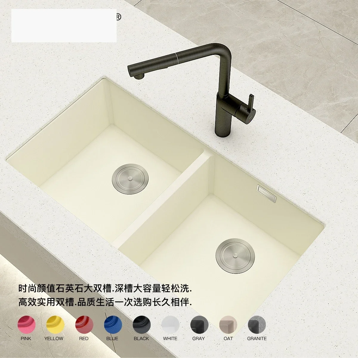 quartz stone sink granite kitchen dishwashing basin dishwashing sink undercounter basin quartz stone large double slot wholesale