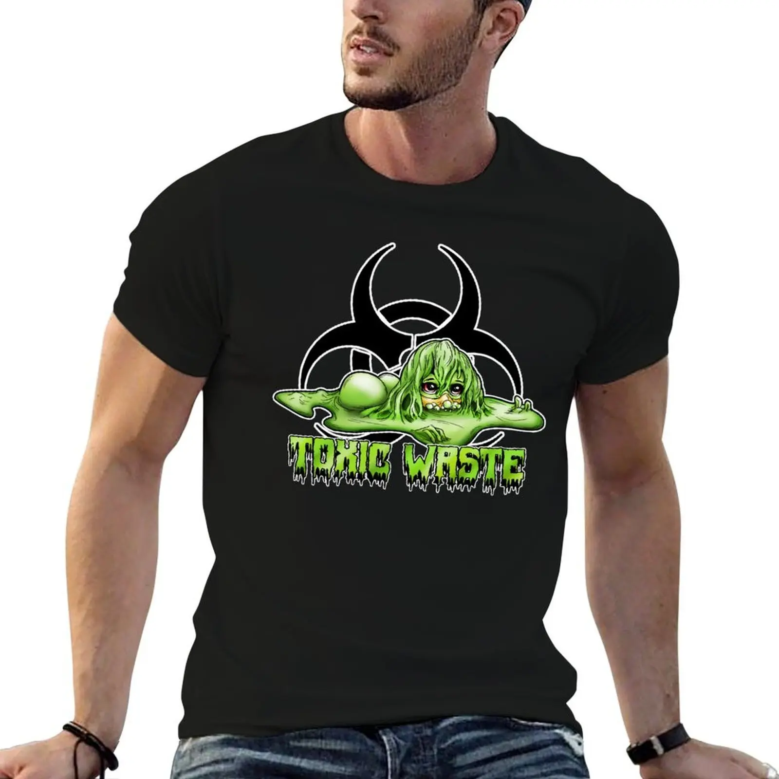 Toxic Waste Ooze Girl with Biohazard Symbol text T-Shirt for a boy vintage anime shirt sweat shirts, men