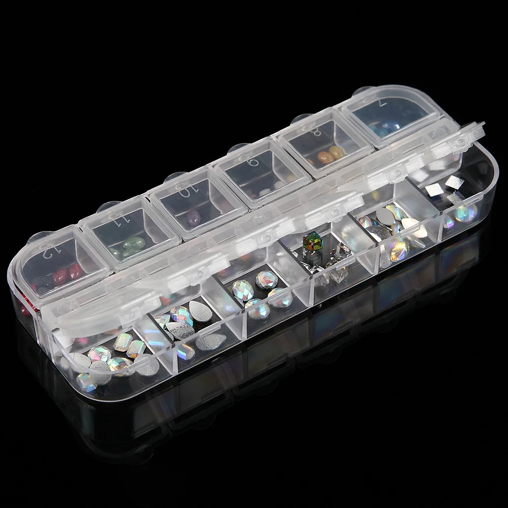 12 Compartments Transparent Plastic Storage Box Diamond Painting Accessories Tools Art Rhinestone Beads Storage Box