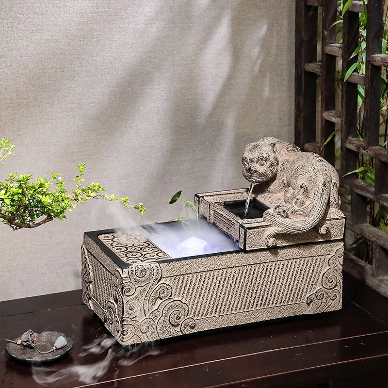 Pixiu lucky water ornament new Chinese home feng shui fish tank living room desktop humidifier circulating water feature decorat