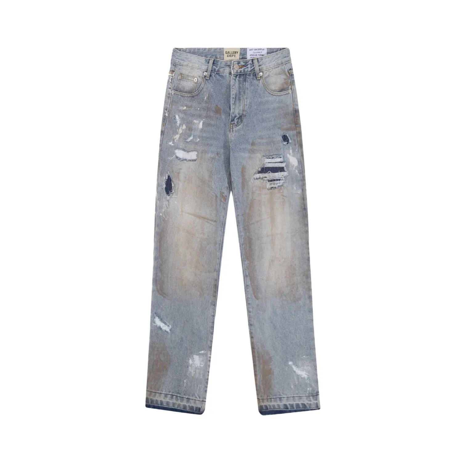 Gallery Dept Old Retro Dirty Wind Splashed Paint Ripped Hole Stab Washing Water Straight Small Foot Jeans