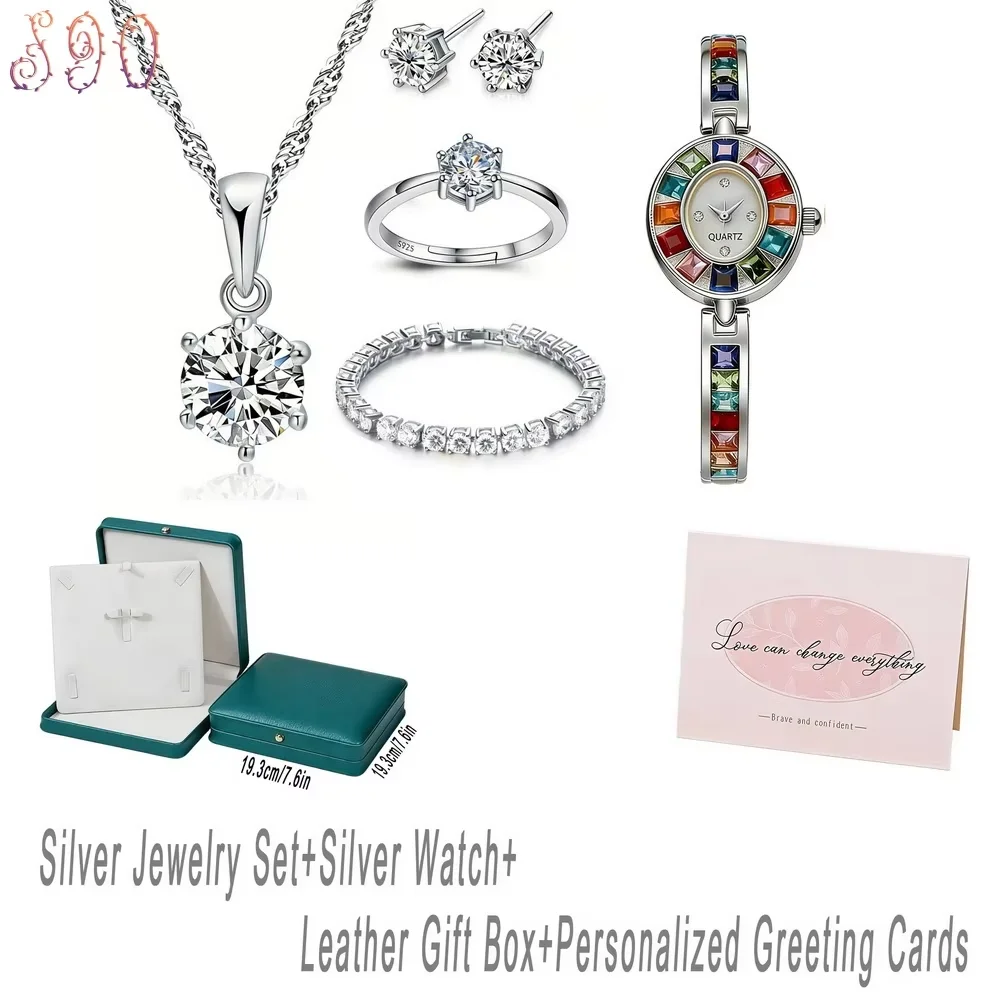 conjunto-de-joias-elegante-em-prata-esterlina-925-para-mulheres-relogio-de-pulso-cronografo-com-bezel-arco-Iris-diamante-cz-pacote-com-bolsa-caixa