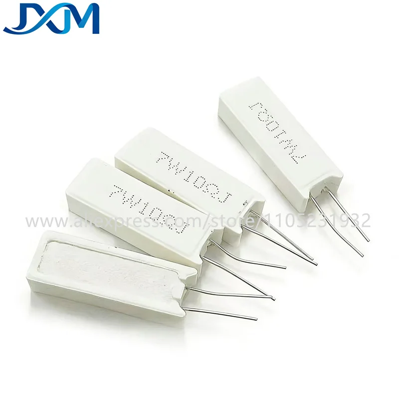 5pcs/lot Vertical Cement Resistance 7W 0.1R~100K 0.5R 3.3R 47R 51R 330R 470R 560 620 820R 1K 2.2K 4.7K 10K 15K 47K 56K 68K ohm