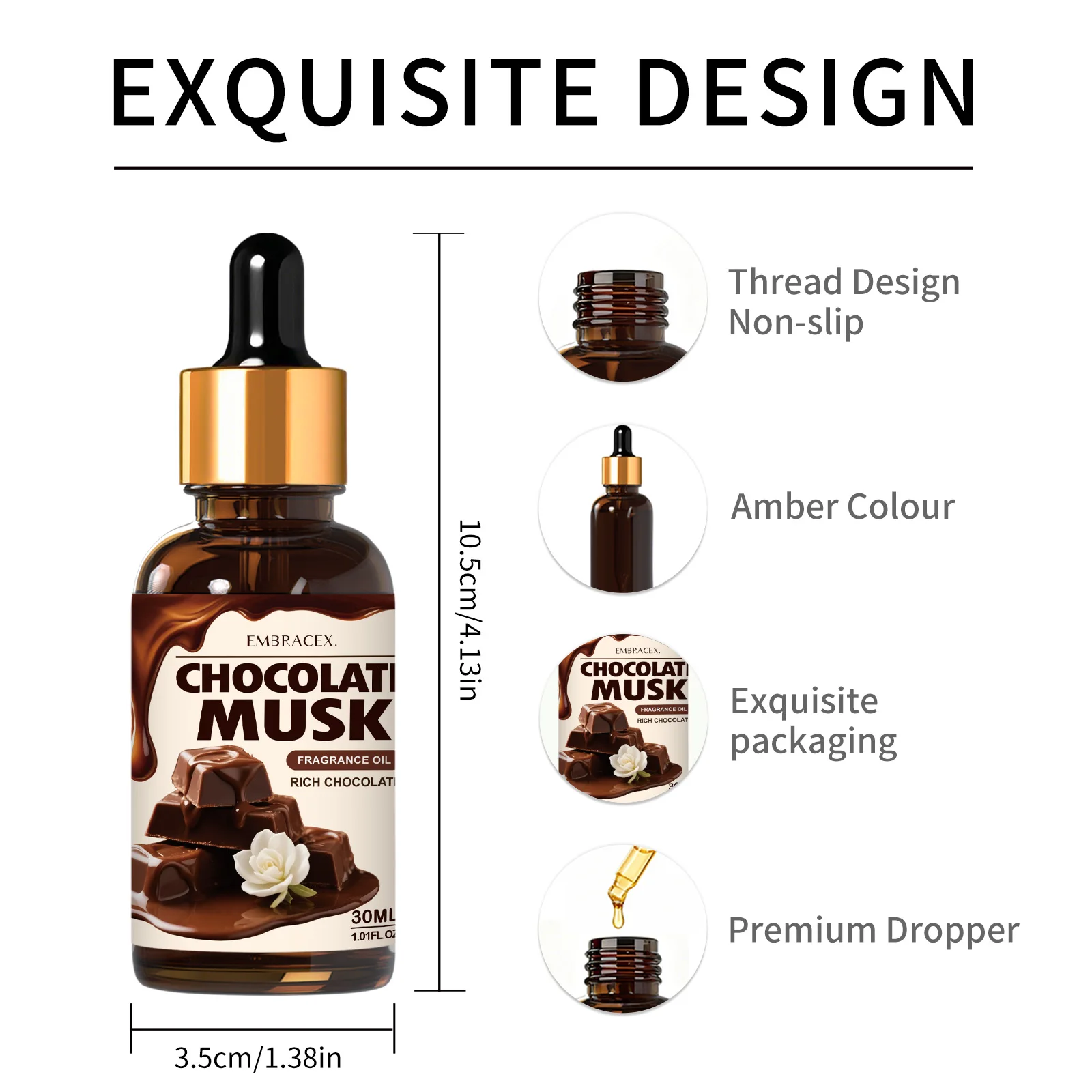 30ml Chocolate Musk Fragrance Oils Car Air Freshener Oil, For Diffusers, DIY Projects, Candle Making, Gift for Friends