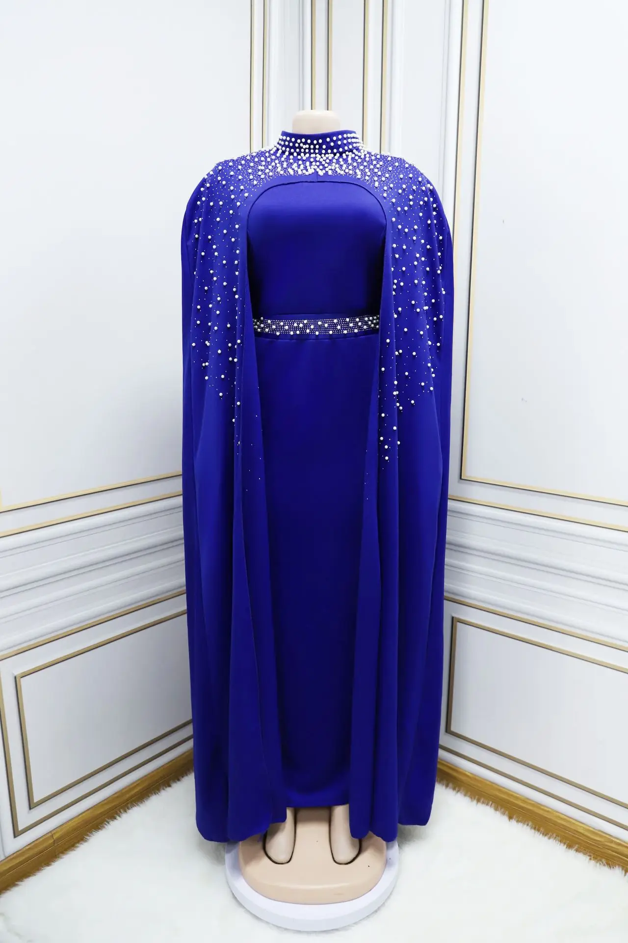 Vestidos de Fiesta de lujo de Dubai para mujer, vestido Maxi ajustado de sirena de talla grande, elegante vestido de noche de boda africano con capa 2024