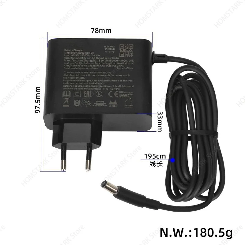 24.2V 1.5A EU Plug DC2.1 Power Charger Adapter For 4 Lite 2nd Gen Electric Scooter Replacement Charging Accessory