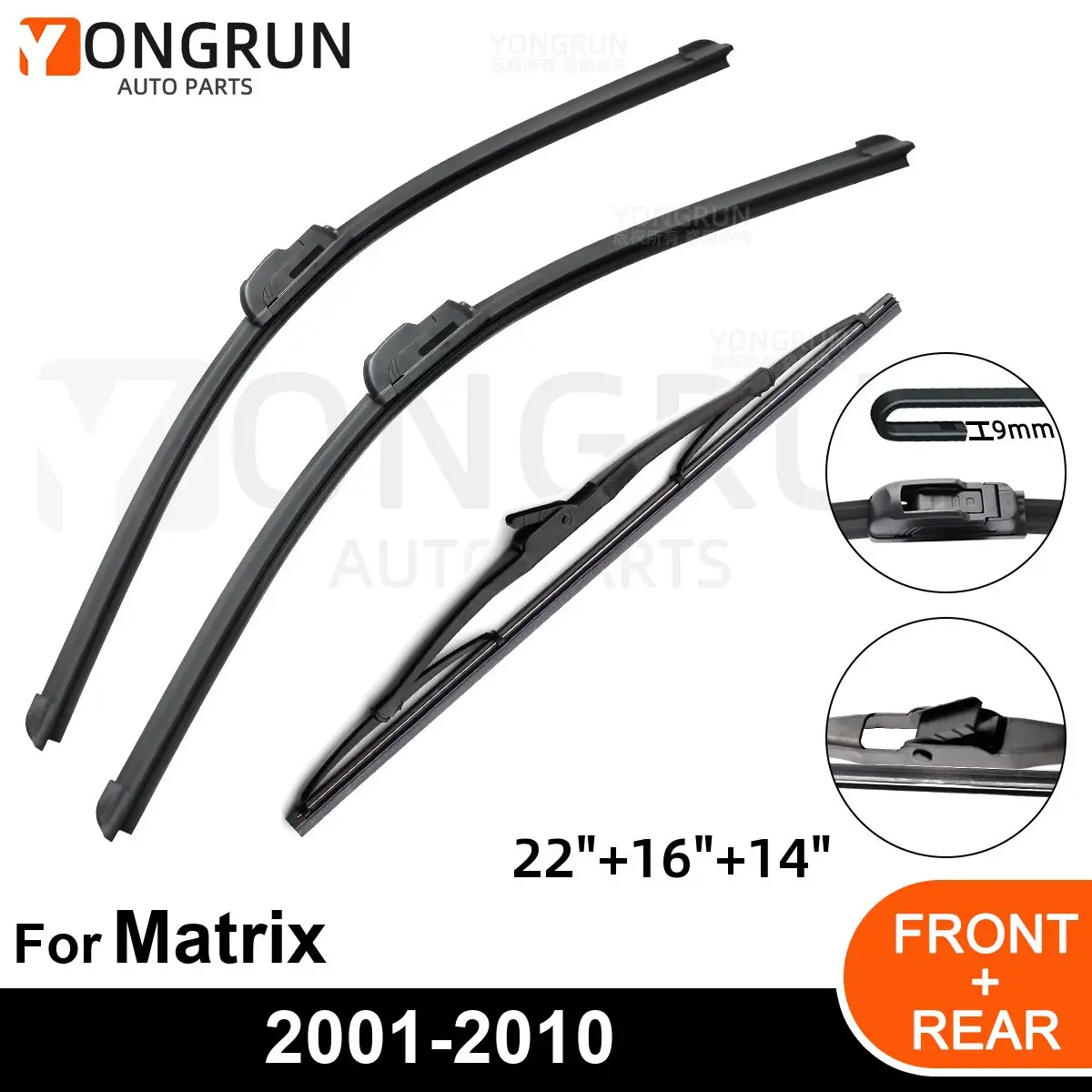 

Car Windshield Windscreen Front Rear Wiper Blade Rubber Accessories For Hyundai Matrix 22" 16" 14" 2001 - 2007 2008 2009 2010