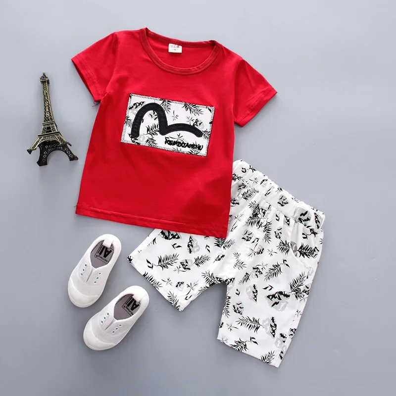 2022 new summer  Boys Clothing Kids Tops T-shirt+ Shorts Sets Children\'s casual clothes Cute Baby Set