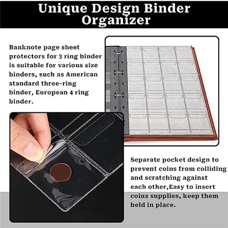 Highly Recommended-30 Pocket Coin Collecting Pages With 9 Holes For Coin Album Collecting Sleeves For Most Coin Stamp Badges Etc