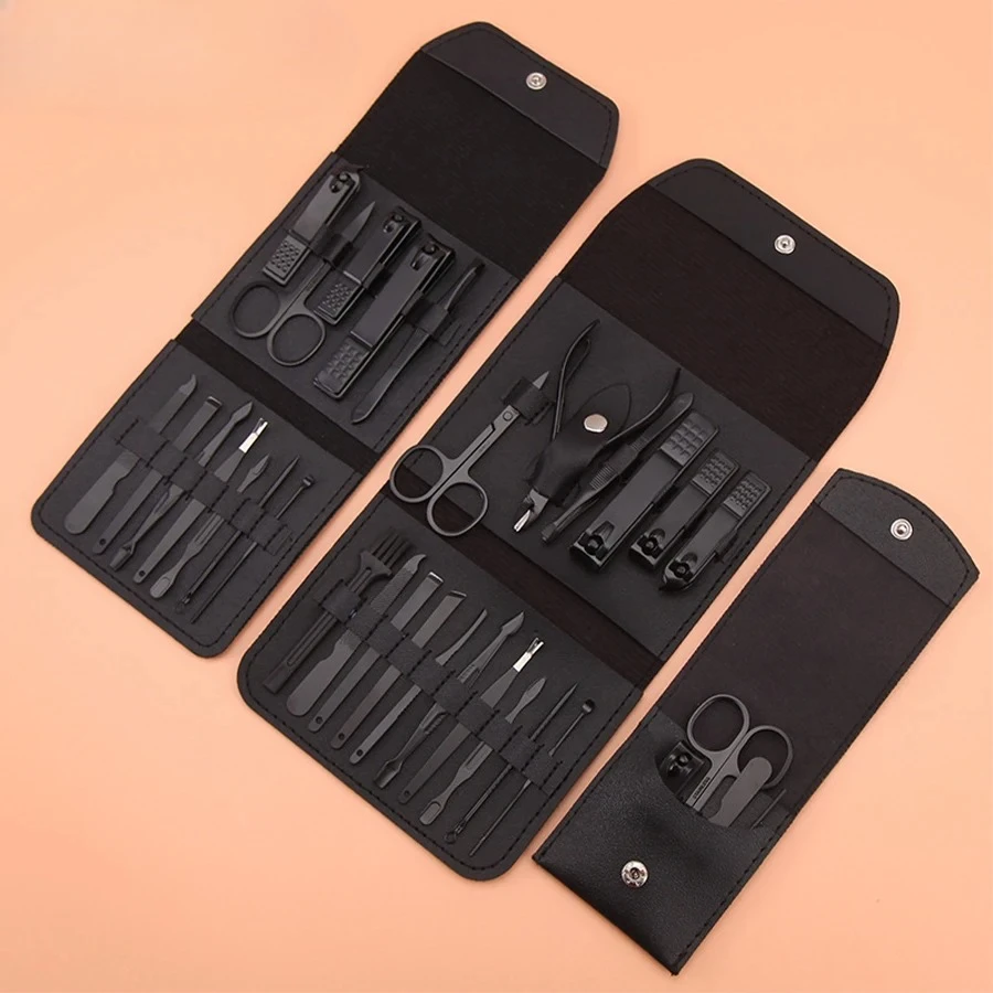 

Set Stainless Steel Manicure Set Manicure Nail Clippers Pedicure Professional Grooming Kit Nail Care Tools with Travel Case